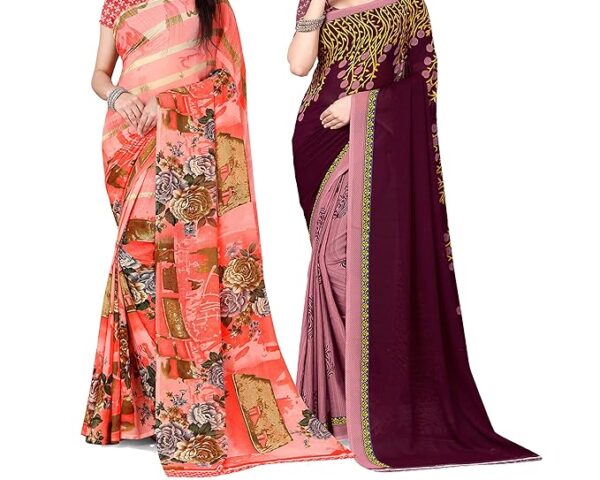 Combo of Georgette Sarees with Blouse Piece(Pack/Set of 2